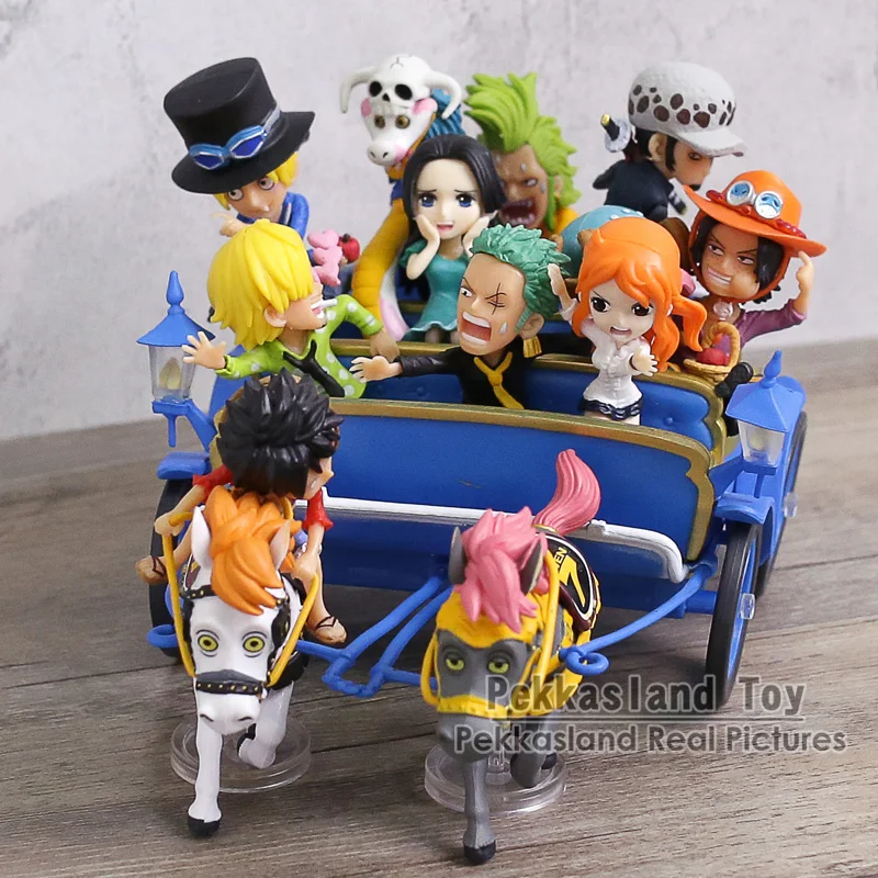 Anime One Piece 20th Anniversary Luffy Zoro Sanji Nami Ace Sabo Law Boa Hancock Carriage Ver. PVC Figures Toys Set