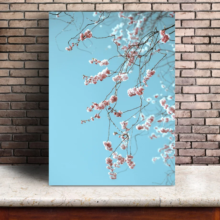 Waliicorners Wall Art Canvas Nordic Posters Cherry Blossoms White Building Stairs Wall Pictures Home Decor 18