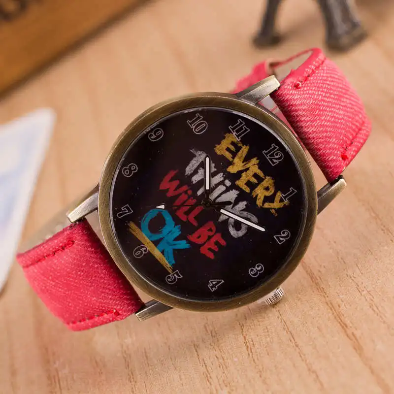 

MEIBO relogio Clock English Words Design Analog Dial Cloth Watchband Quartz Wrist Watch Brand Watches Women Casual watch Men