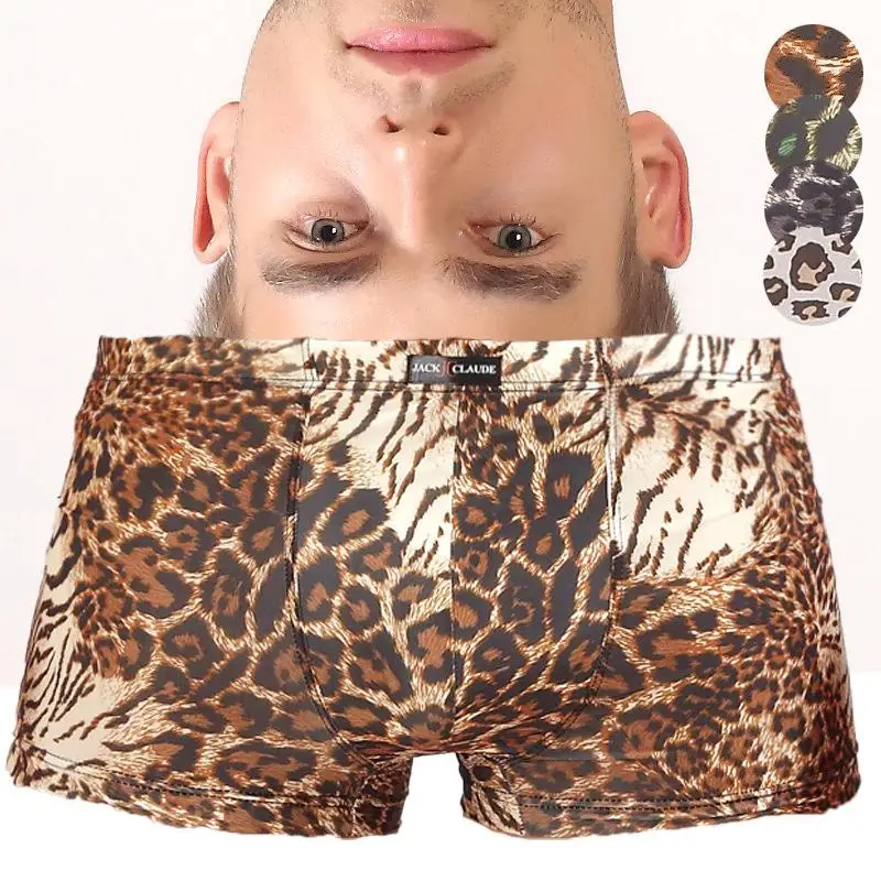 Sexy Mens Leopard Print Underwear Boxers Brand Cuecas Calvin Cotton Ice Silk Bermudas Masculina Modal Boxer Shorts Ondergoed Hot