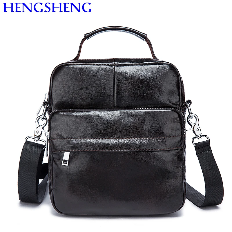 Hengsheng promotion cow font b leather b font black men shoulder bags with hot sale genuine