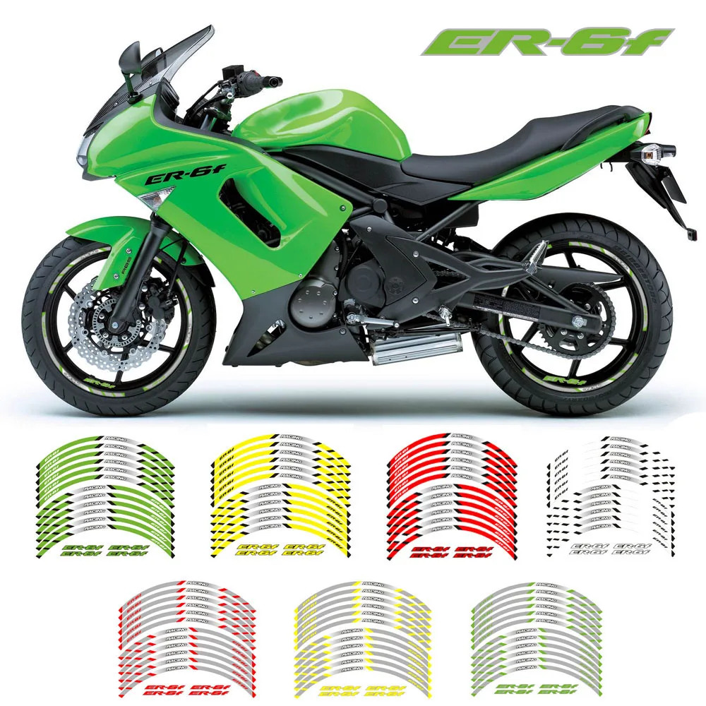 

New high quality 12 Pcs Fit Motorcycle Wheel Sticker stripe Reflective Rim For Kawasaki ER-6F