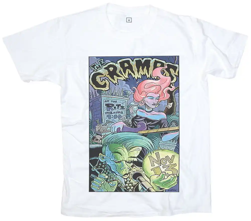 New The Cramps Psychobilly Rock Garage Punk Men Woman White The Cramps T Shirt Men Summer Garage Punk T shirts Men Short