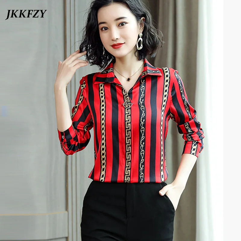 Women Blouses Fashion Long Sleeve Turn Down Collar Office Elegant Shirt High Quality Luxury Real Silk Shirt Women Blouses Fashion Long Sleeve Turn Down Collar Office Elegant Shirt High Quality Luxury Real Silk Shirt