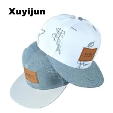 Xuyijun хлопок деним шляпа прикреплены ткани буквы случайные свежие граффити хип-хоп бейсболки snapback шапки шляпы для мужчин женщины кость