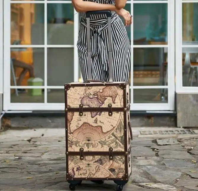CARRYLOVE 2" 24" 2" дюймов карта maleta винтажный чемодан spinner кожа kaves тележка органайзер для багажа - Цвет: only luggage