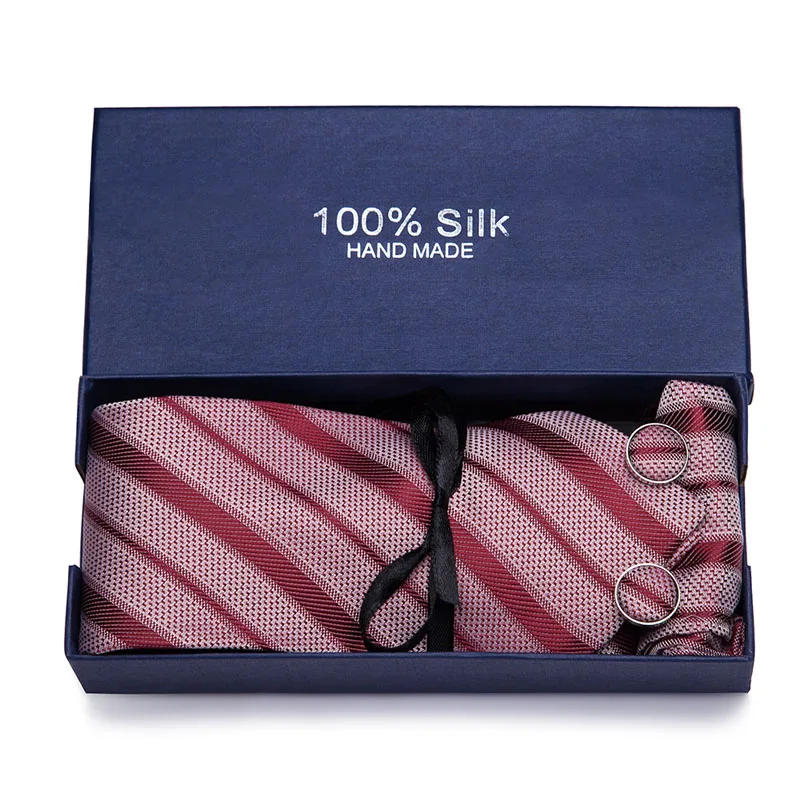 

Gift Box 45styles Tie Set Hanky Cufflinks With Gift Box Jacquard Woven Neckties Set For Men Shirt Accessories Wedding Party