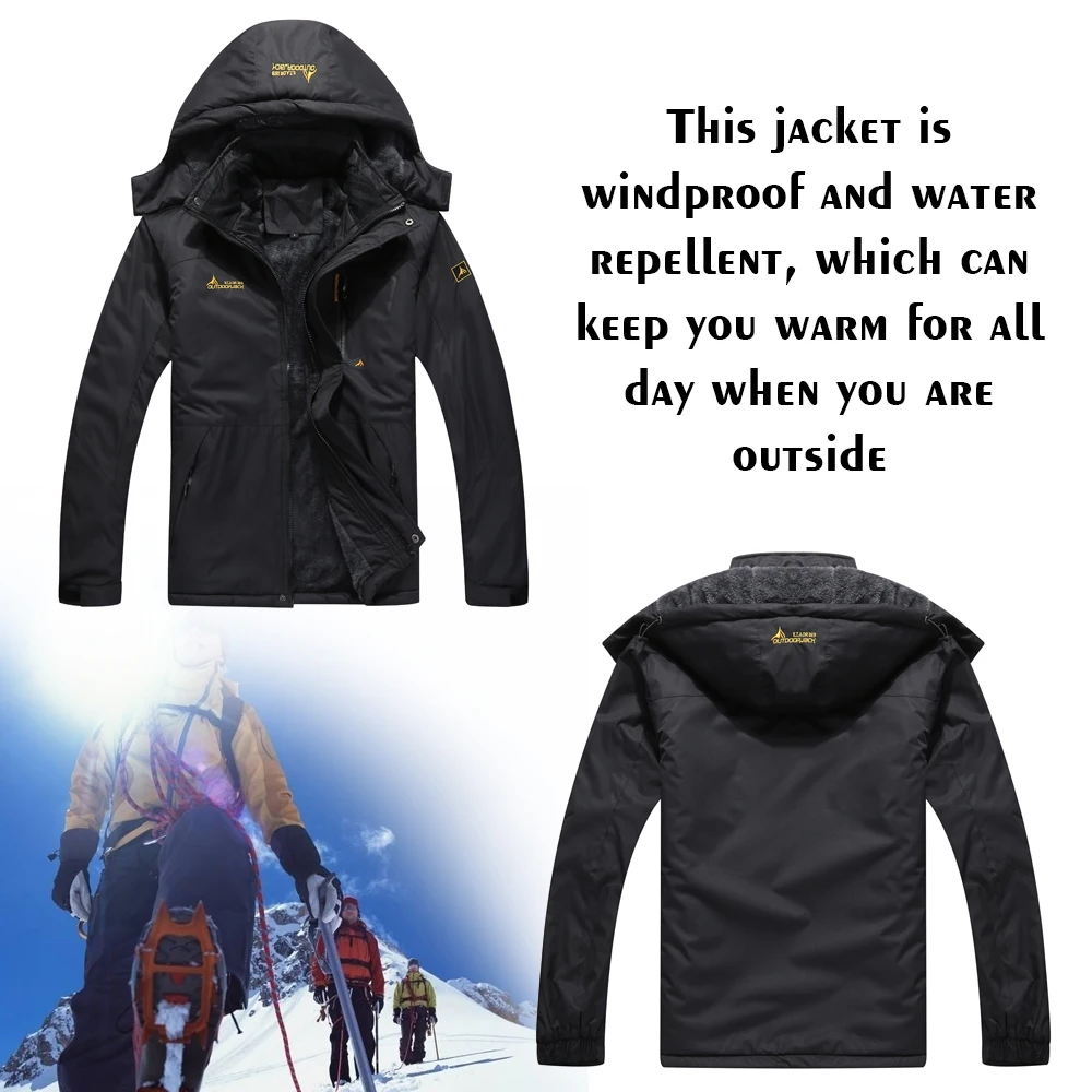 Mens Waterproof Ski Jacket Windproof Mountain Fleece Rain Jacket