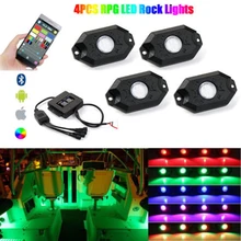 Mini Wireless 4.0 Bluetooth Music RGB LED Glow Rock Lights IP68 Waterproof Boat Marine Deck Interior RGB Changing Accent Pod Kit