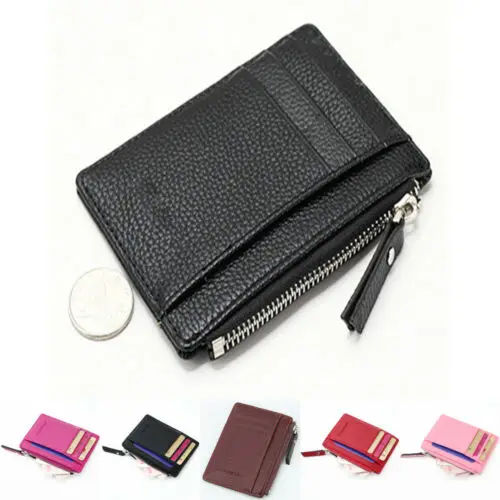

Women&Men Small Leather Coin Purse Square Casual Zip Solid Coin Purse