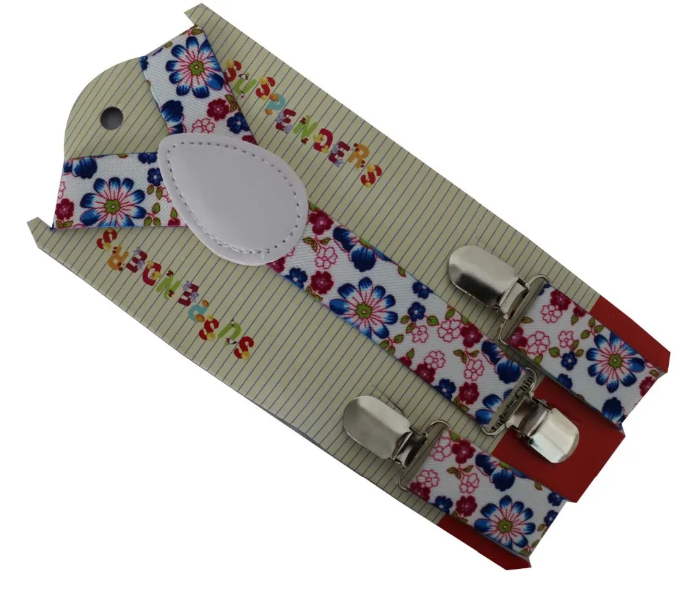 

Free Shipping 2018 New Fashionable Cute Kids Clips -On Y-Back White Floral Suspender Flower Braces For Girls