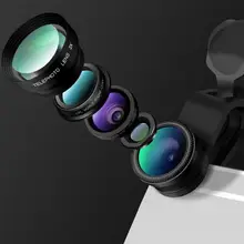 5 в 1 Рыбий объектив/широкоугольный/телеобъектив для мобильного телефона клип на оптический объектив камеры мобильного телефона Комплект Универсальный портативный