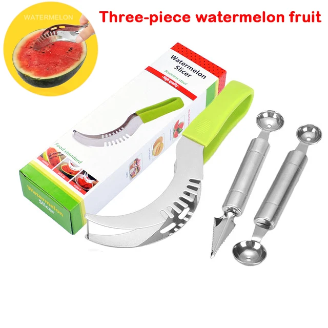 

Watermelon Slicer Fruit Melon Cutter Corer Scoop Stainless Steel Kitchen Tool Utensils Slice with Melon Baller Carving Knife