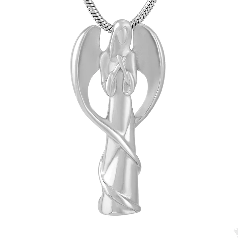 

ILJ9739 Angel Wing Wrapped Fariy Loss of Lover Ashes Holder Keepsake Cremation Urn Necklace Stainless Steel Jewelry