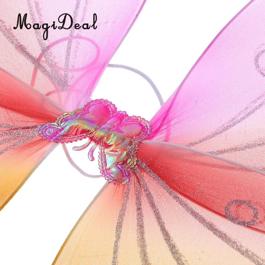 Girls Fairy Butterfly Wing Rainbow Children Birthday Party Fancy Dress Up