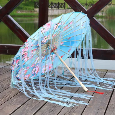 Бамбуковый промасленный бумажный зонтик, женский зонтик с кисточками, пряжа, лента, Hanfu, женский зонтик, Ретро стиль, для выступлений, японский, китайский стиль - Цвет: 157