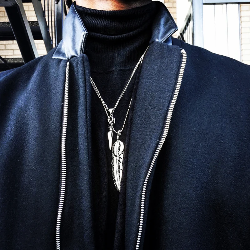 Mcllroy ожерелье с кулоном для мужчин/нержавеющая сталь/золото/винтажная цепочка с перьями длинные Подвески Ожерелья Панк мужские ювелирные изделия на День святого Валентина