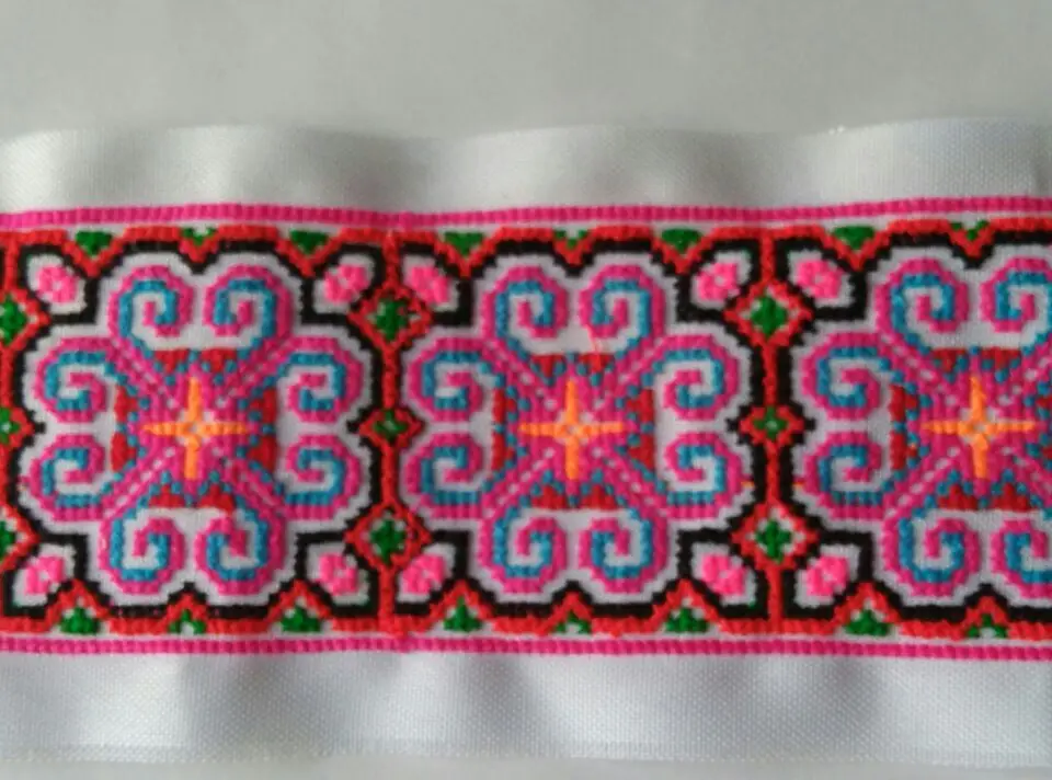 Miao hmong вышивка крючком хлопчатобумажная ткань кружевная отделка 8 см платье воротник лента тесьма Этническая племенная тайская Индия Бохо DIY