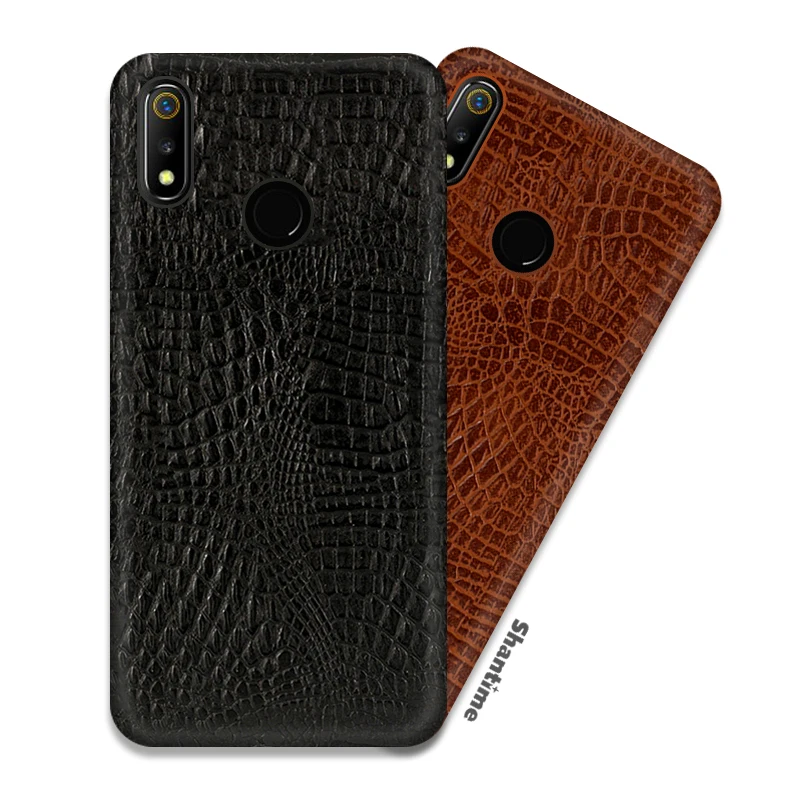 Винтажный чехол из искусственной кожи крокодила для OPPO Realme 3 телефона в деловом