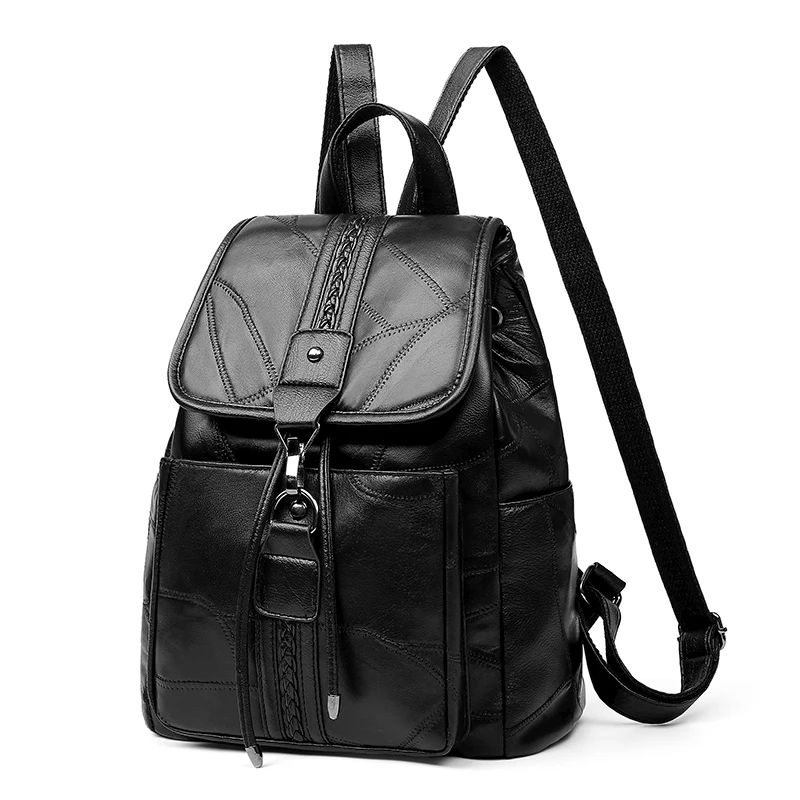 

Women Backpack high quality Leather splice Fashion school Backpacks Female Feminine Casual Large Capacity Vintage Shoulder Bags