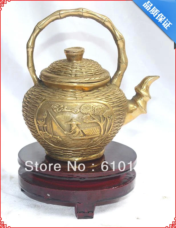 

Bronze statue copper Kettle kettle jug fishing JiangTaiGong pure kettle copper Kettle bamboo crafts ornaments