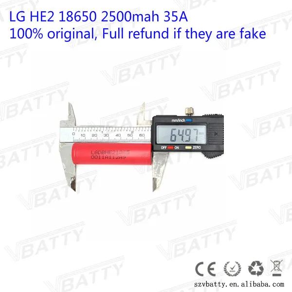 1 шт. для LG HE2 литий ионная батарея 18650 2500 мАч 3 7 в аккумуляторная LG|rechargeable battery|li-ion