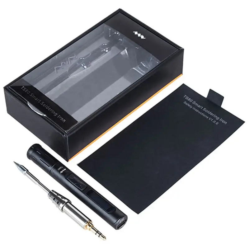 

MINI New Smart TS80 Digital Soldering Iron Station QC3.0 USB Type-C OLED Programable Interface Built-in STM32 Chip + Tips Set