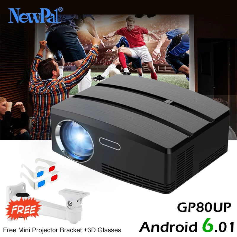 Newpal Projector 1200 Lumens LED Projector Home Theater Set in Android 4.4 WIFI Bluetooth Support Miracast Airplay AC3 Proyector