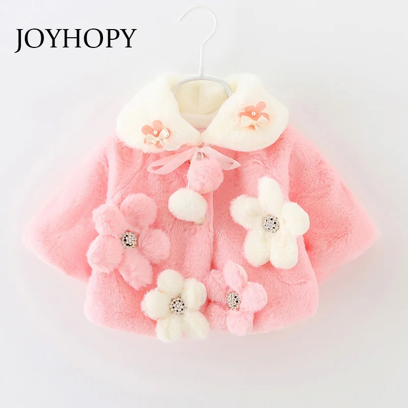 

philology 2017 New Autumn Winter Baby Coat And Jacket Faux Fur Fashion Flower Baby Girls Clothes Toddler Outerwear