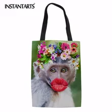 INSTANTARTS милые орангутанг/с принтом обезьяны дамы корзина цветов модные большие сумки многофункциональный белье сумка