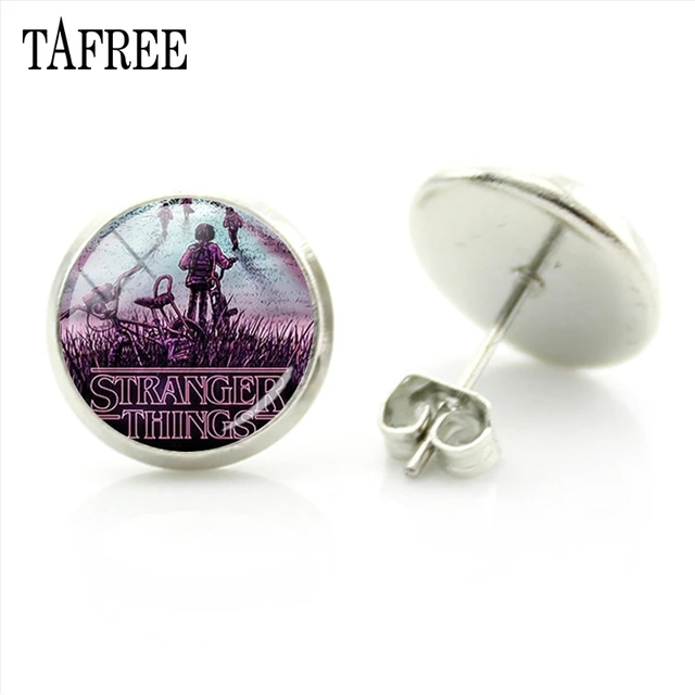 TAFREE Fashion Jewelry American Thriller TV Series Stranger Things Sliver Stud Earrings Women Party Decorations Earrings QF118 QF121