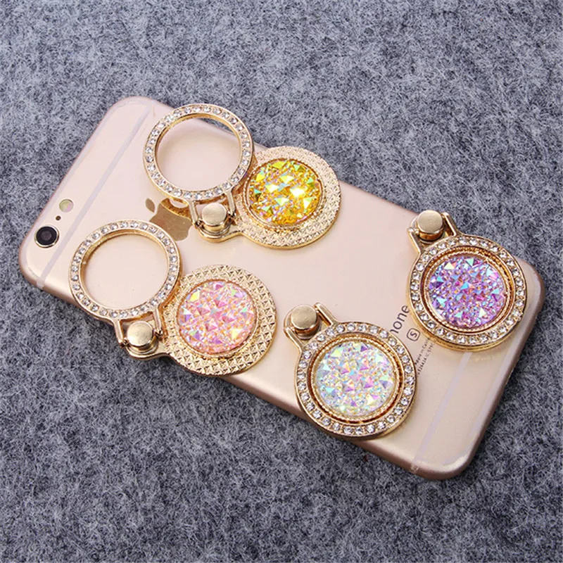Luxury Diamond Finger Ring Holder Crystal Rhinestone Glitter Mirror Case With Gem Holders Stand For iphone X 6 7 8 plus Samsung