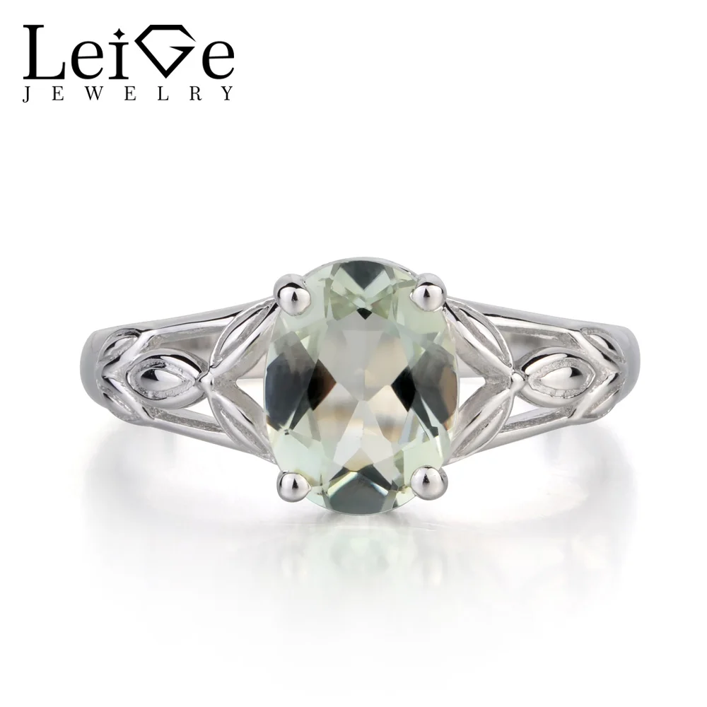 Leige Jewelry Solitaire Real Green Amethyst Ring Oval Cut Ring Fine Gemstone wedding Ring Solid 925 Sterling Silver Ring for Her Leige Jewelry Solitaire Real Green Amethyst Ring Oval Cut Ring Fine Gemstone wedding Ring Solid 925 Sterling Silver Ring for Her