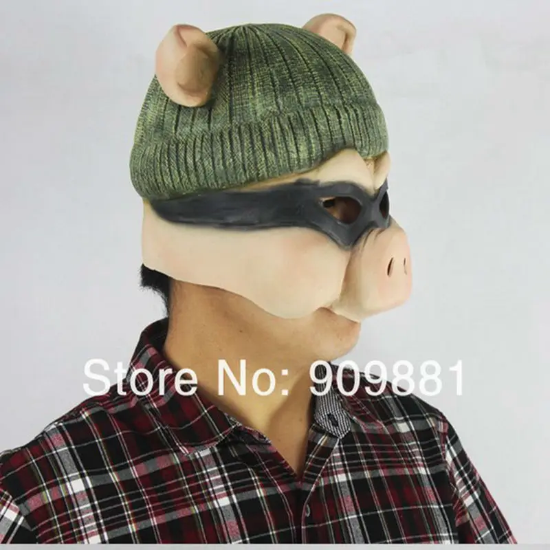 

Cute Cartoon GG Bond Pig Latex Mask Full Head Halloween Animal Pig Swine Rubber Masks Masquerade Costume Fancy Props Adult Size