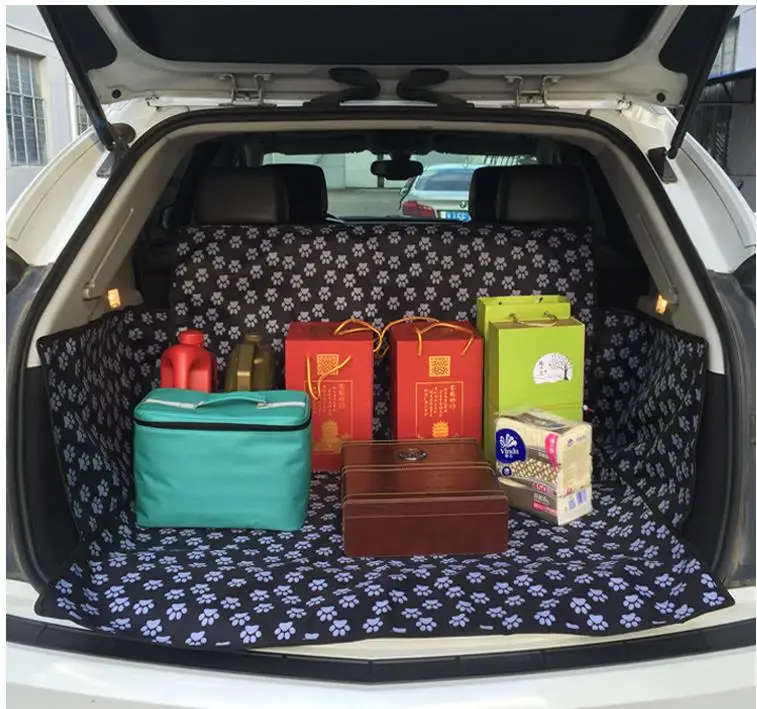 

RKAC universal Black Footprint Oxford Waterproof Pet Dog Cat Car Trunk Mat Carrier Cover Pet Blanket Cover Mat Protector for SUV