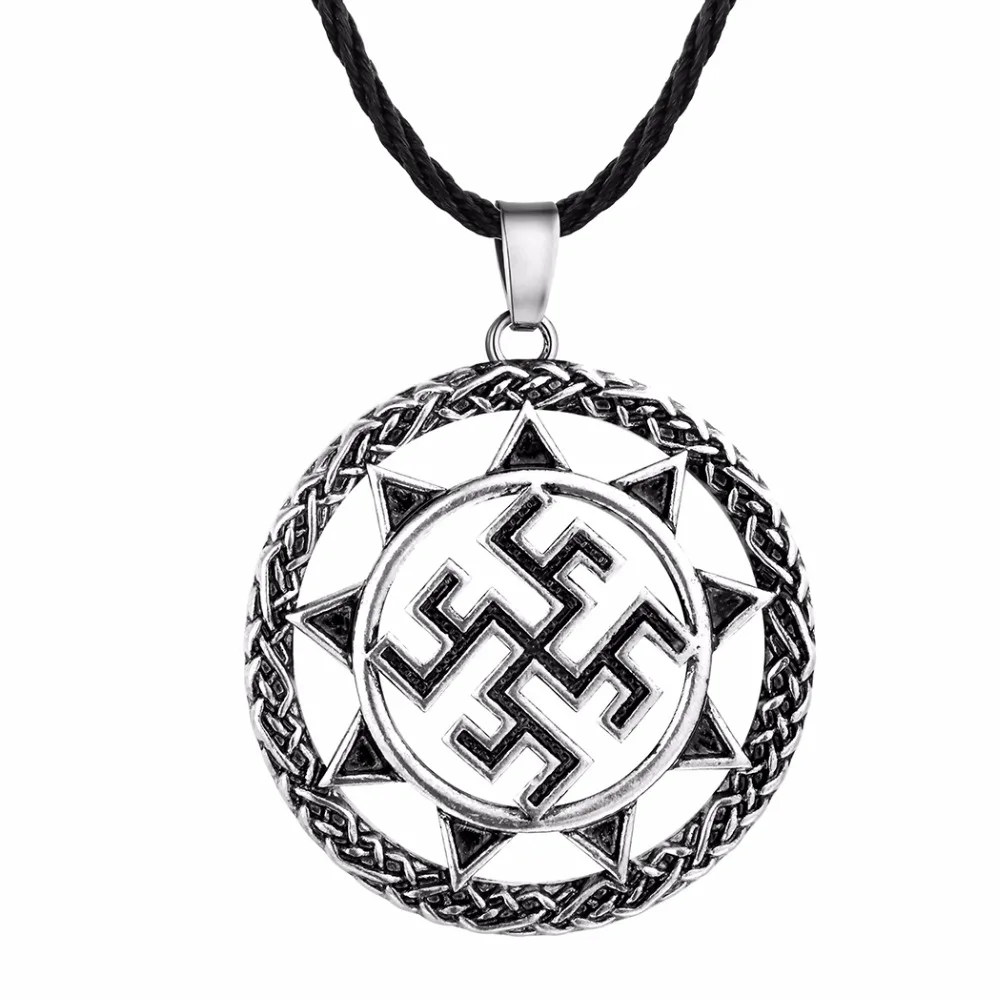 

CHENGXUN Fashion Unique Men Necklace Symbol of Sun Pendant Charm Geometric Black Chain Good Luck Jewelry