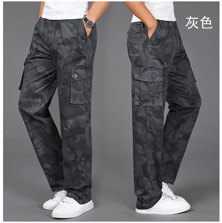 Большие размеры L-5XL (талия 116 см) 2018 мужчины трусы большого размера комбинезоны среднего возраста мужские брюки камуфляж карманные