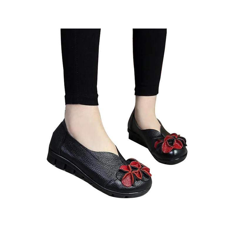 HEE GRAND/женские лоферы из искусственной кожи, весенние туфли без шнуровки на нескользящей подошве с цветочным принтом, женская обувь, размер 40, XWD3683 - Цвет: black