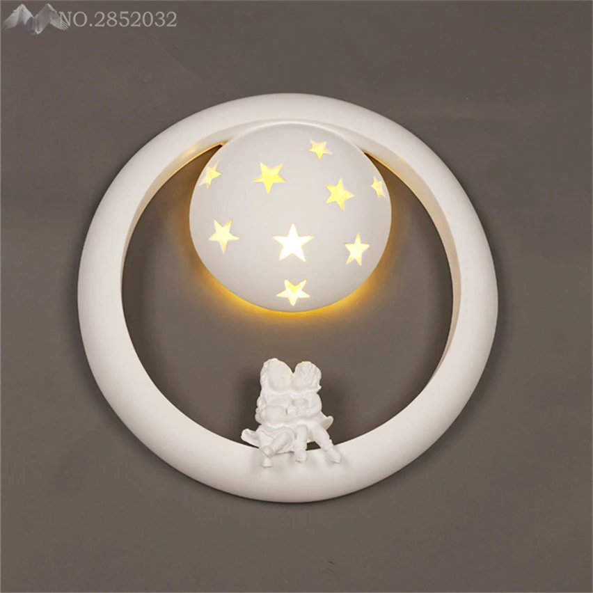 Jw European Stijl Led Maan Gesneden Gips Wandlampen Voor