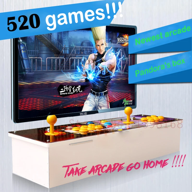 100% Hottest Double Home video game consoles player, multi game PCB board,TV game console built-in 520 games Best Quality
