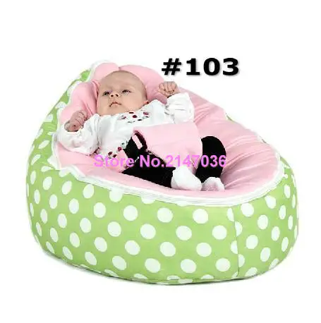 Green polka with blue / white / pink harness seat Designer hot-sale baby bean bag