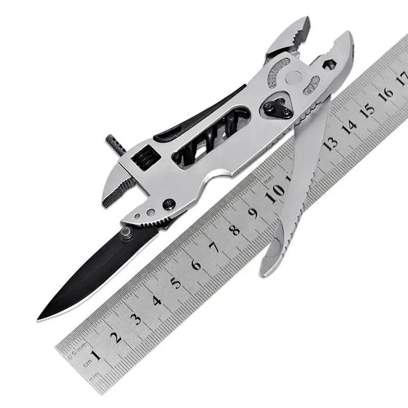 Outdoor Survive Camp Fold Multi Tool Knife Repair Adjust Screwdriver Wrench Jaw Plier multifunction spanner gear kit survival (7)