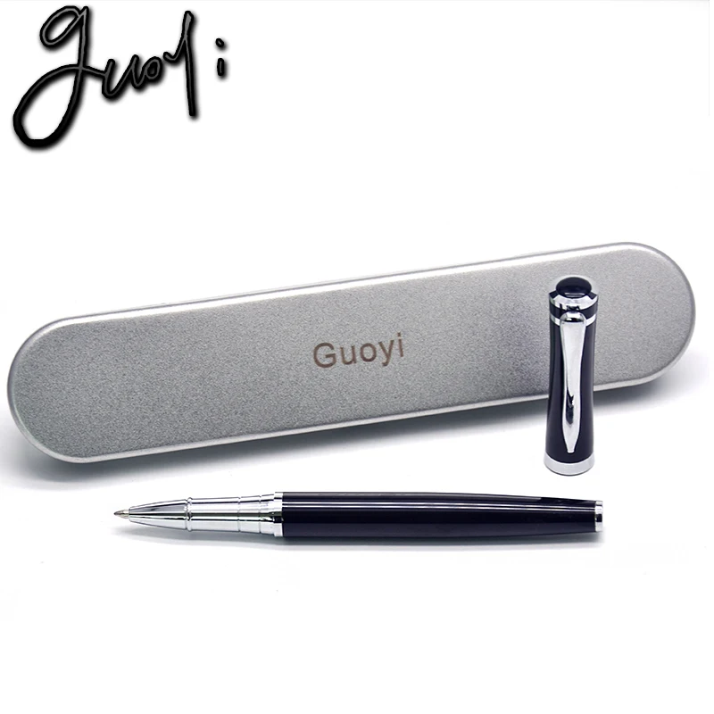 

Guoyi B020 luxury metal black gel pen for school study office stationery gift pen hotel room business writing ball pen