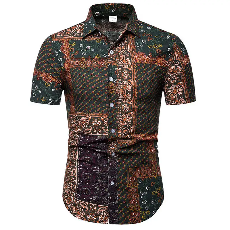 Мужская гавайская рубашка, мужская повседневная рубашка с принтом, пляжные рубашки с коротким рукавом, брендовая одежда,, Азиатский Размер 5XL