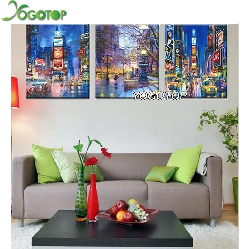 

Diamond Embroidery City triptych DIY Diamond Painting Cross Stitch Square Kit Home Decor Handwork Full Rhinestone Craft VS363
