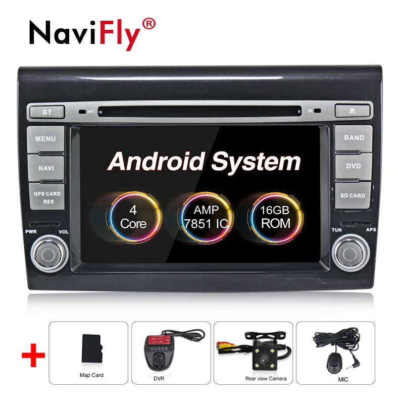 Flash Deal NaviFly 7inch Android8.1 Car radio gps cassette For Fiat/Bravo 2007-2012 Car audio USB SD free map with wifi 4G radio FM AM 0