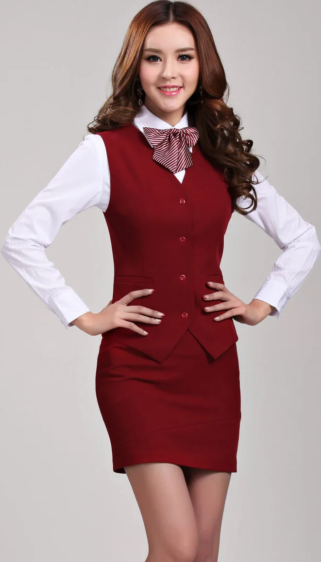 Work Fashion Slim With Size Waistcoat Black Uniforms wine Beautician Professional New Skirt Plus Xxxl Femininos Suits 2015 Elegant Iq0PYxz