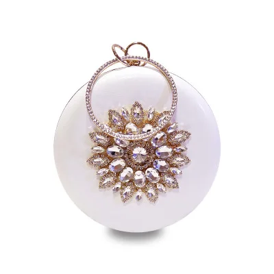 

Japan And South Korea Fashion Simple Wild Chain Dinner Single Shoulder Diagonal Package Rhinestone Ball Clutch Bag Handbag