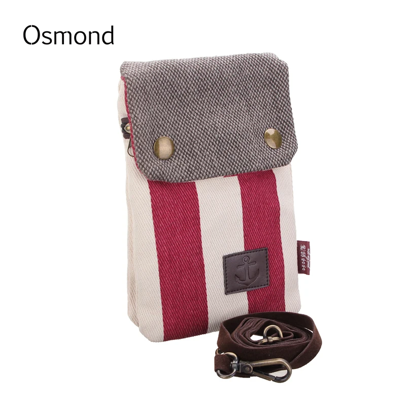 

Osmond Women Messenger Bag Girls Canvas Shoulder Handbag Striped Pattern Cell Phone Small Pockets Hasp Crossbody 4 Colors