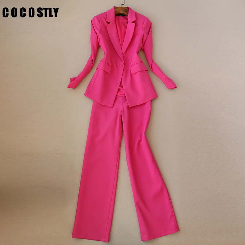 

2019 New Fashion Business interview suit women pants suits work office ladies long sleeve slim Formal blazer and pants set
